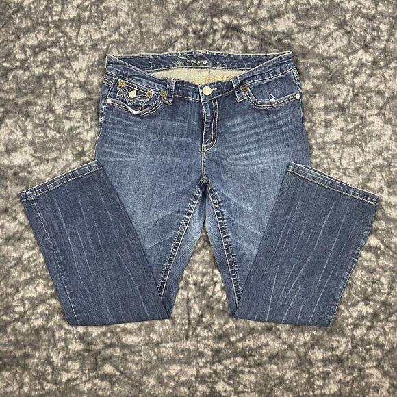 SEVEN 7 Luxe Women's Distressed Wash Embellished Wash Boot Cut Jeans Size 18 - Picture 1 of 14